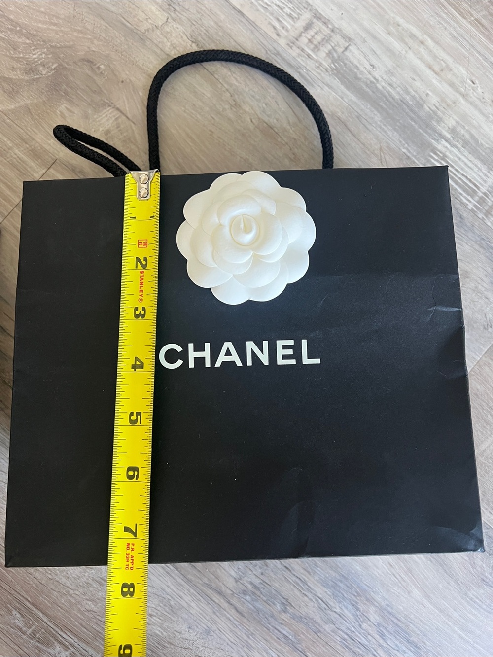 2 CHANEL Black Paper Gift Bags with White Camellia - Picture 11 of 15
